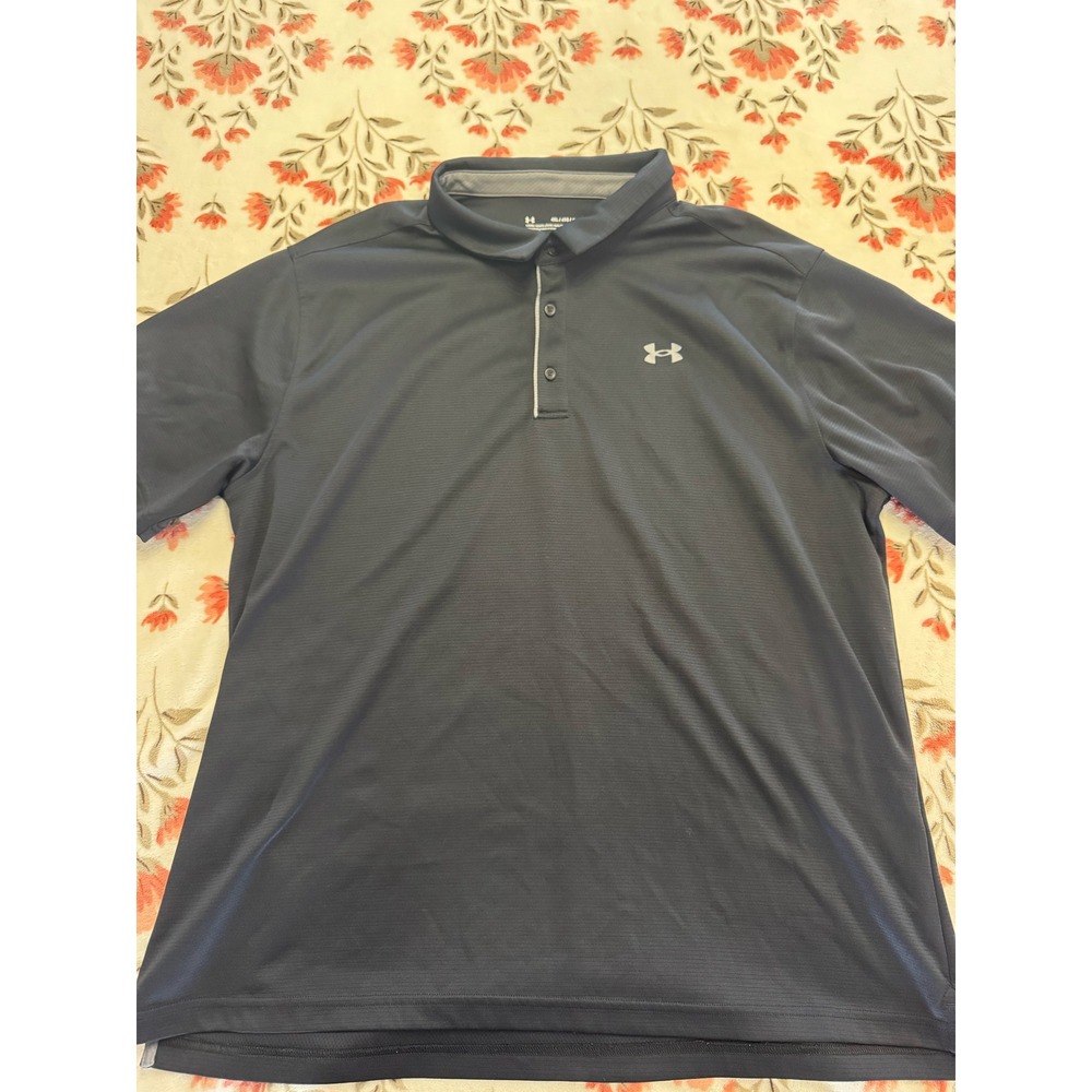 Under Armour Mens 4XL Loose Fit Polo Shirt Gray Short Sleeve Golf Training Top